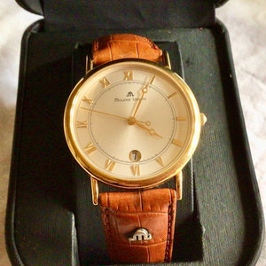 Vintage Maurice Lacroix Mens Watch Leather Strap Wrist Watch Les