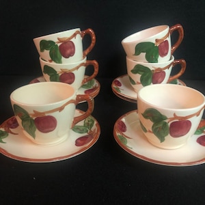 Franciscan Apple Cups and Saucers, Vintage Collectible Franciscan Ware, California Production Midcentury