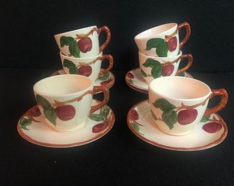 Franciscan Apple Cups and Saucers, Vintage Collectible Franciscan Ware, California Production Midcentury