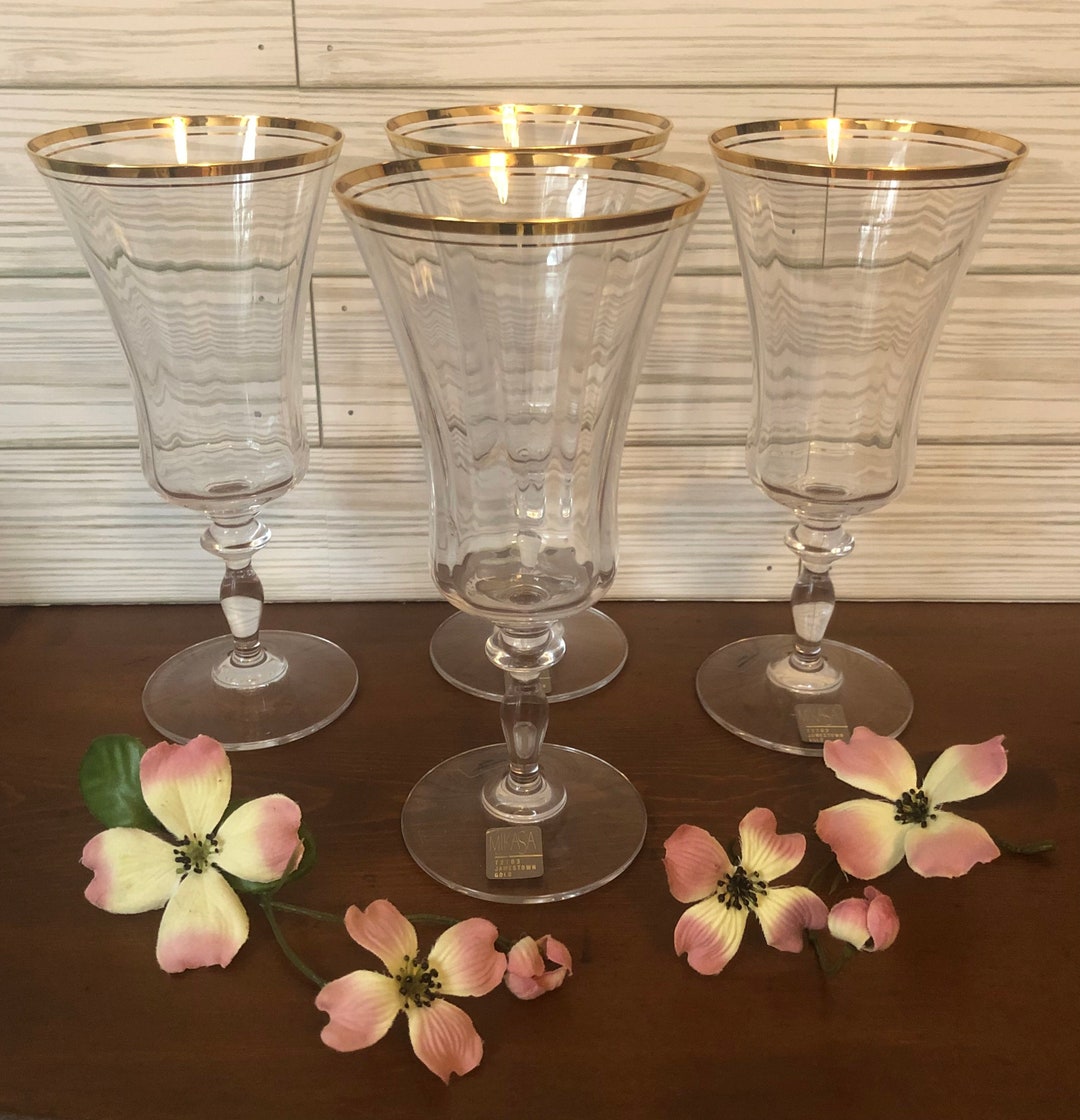 Vintage Mikasa Jamestown Gold Crystal Iced Tea Glasses Set of Etsy