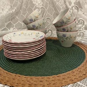 Johnson Brothers Summer Chintz Flat Cups and Saucers, Replacement China Summer Chintz, Sets of 3  Summer Chintz Cups and Saucers