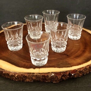 Bryce Brothers Glass Handblown Shot Glasses 6, Midcentury Bar Cart, Groomsman Gift