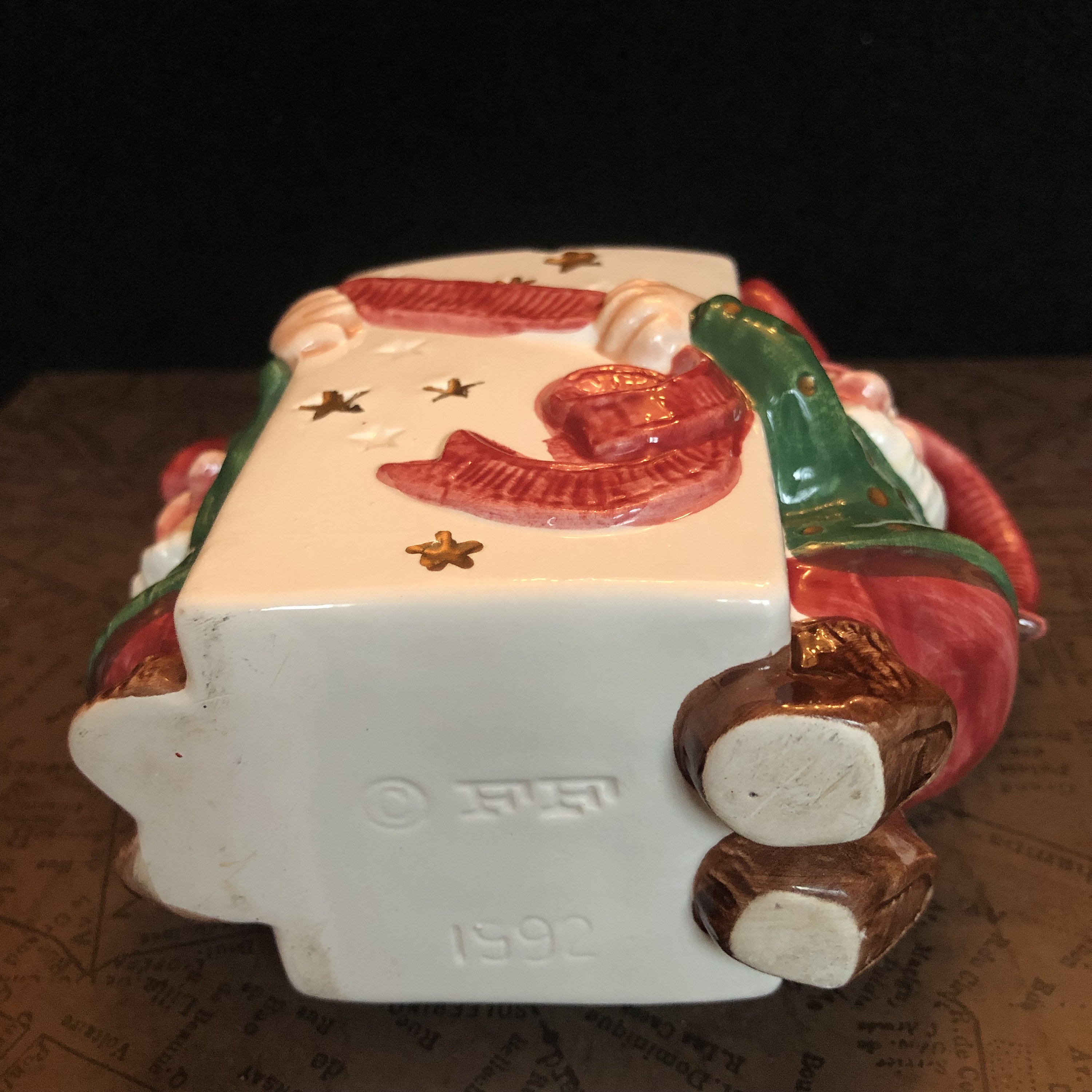 Vintage Fitz and Floyd Elves and Presents Creamer and Lidded Sugar Bowl