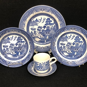 Churchill Blue Willow Georgian Shape Replacement Pieces, Blue Willow Dinner Plates, Salad Plates, Soup Bowls and Cups Sold Individually