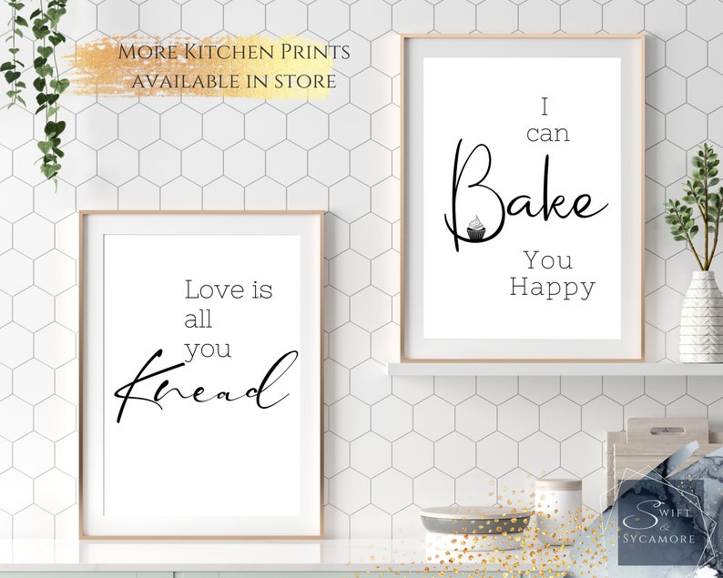 Baking Art Print Love Is All You Knead Bread Baking Quote | Etsy