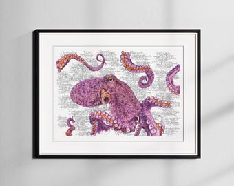 限定版プリント「触手」タコ、ジクレー版画、室内装飾、イラスト