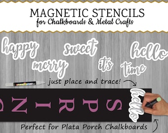 Plata Chalkboards Magnetic Stencils for Chalkboard Signs, Cursive  Chalkboard Stencils, Reusable Stencils for Chalk Boards, Stencil Set  Calligraphy