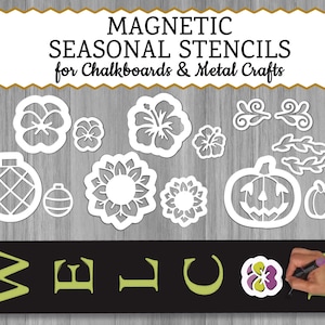 Magnetic Seasonal Chalkboard Stencils for DIY Signs, Reusable Stencils, Stencils for Chalkboards, Custom Chalkboards, Stencil Craft, Art Kit