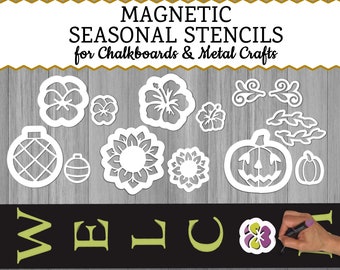 Magnetische saisonale Kreidetafel Schablonen für DIY-Zeichen, wiederverwendbare Schablonen, Schablonen für Chalkboards, individuelle Kreidetafeln, Schablone Basteln, Art Kit