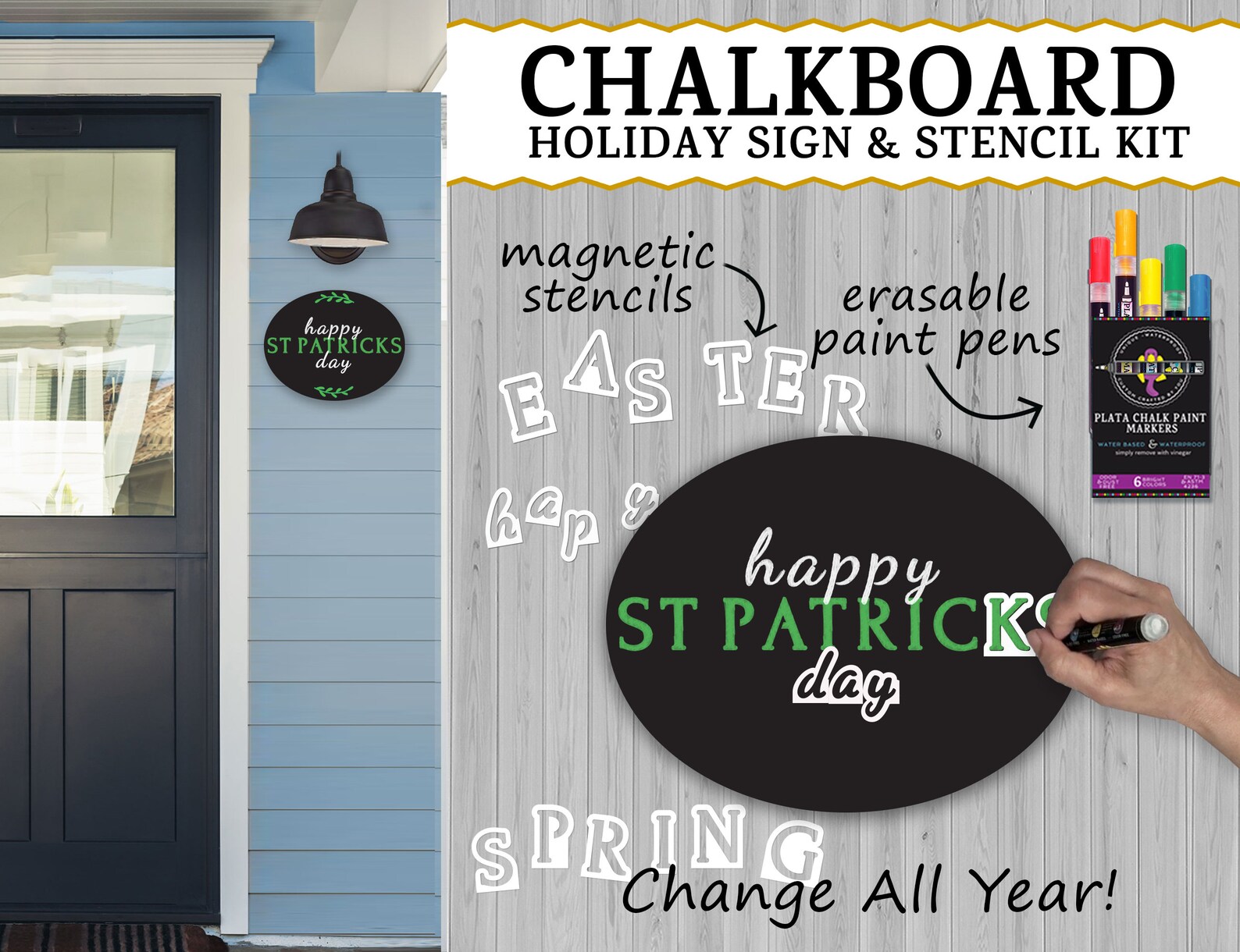 Chalkboard Sign Kit Letter Stencils & 6 Paint Pens DIY Sign Etsy