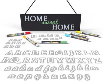 Hanging Chalkboard Sign Kit Letter Stencils & Pens, Wedding Signs