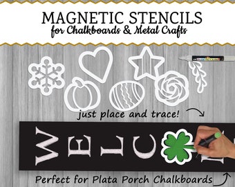 Plata Chalkboards Magnetic Stencils for Chalkboard Signs, Cursive  Chalkboard Stencils, Reusable Stencils for Chalk Boards, Stencil Set  Calligraphy