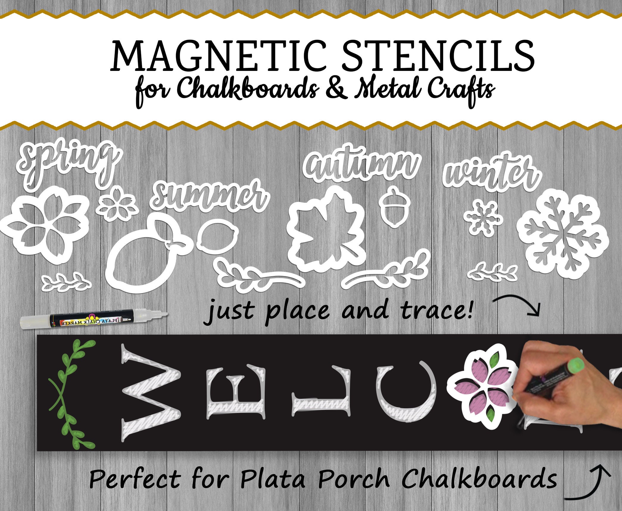 Chalkboard Stencils, Spring Sign Stencils, Interchangeable Porch Sign  Stencils, Calligraphy, Craft Kit, Spring Signs, DIY Signs, Arts Crafts 