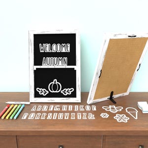 Framed Magnetic Chalkboard, Wall Hang / Tabletop Chalk Board, 6 Chalk Markers & Stencils for Chalk Lettering / Chalk Art for Home, Weddings