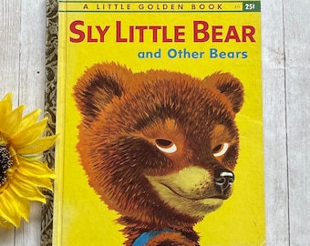 Vintage 1960 Sly Little Bear, Hanna-Barbera, Little Golden Book, Picture Book, First Edition, Junk Journal, Vintage Storybook, Animal Story
