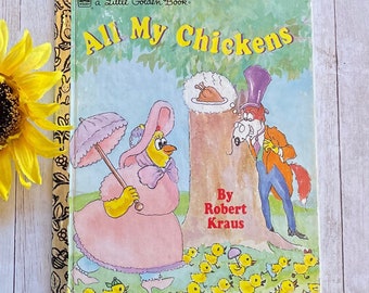 Vintage All My Chickens Book, Golden Book, Children's Book, Picture Book, Junk Journal, Bedtime Story, Vintage Storybook, Animal Story