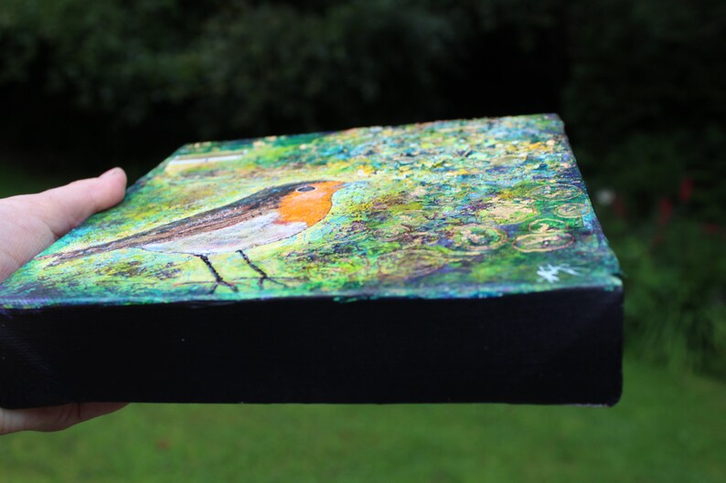 Original Artwork Robin Redbreast Mixed Media Unique piece Of Art From Isle Of Skye Artist