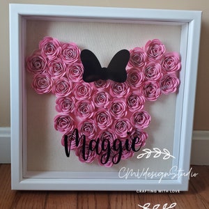 Personalized Minnie Mouse Inspired box frame, Children&#39;s room wall art, personalized shadow box, Cute Minnie Mouse wall art