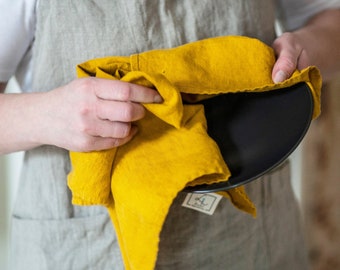 Grote stonewashed absorberende puur linnen keukenhanddoek, voorgewassen vaatdoek, superzachte tafel- en afwasmop, dinerbroodverpakking met haak