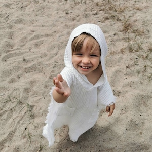 Waffel Leinen Baby Poncho, Kapuzen Strand Abdeckung Up