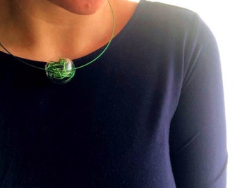Geblasene Glas Blase Halskette - einzelne, minimalistische