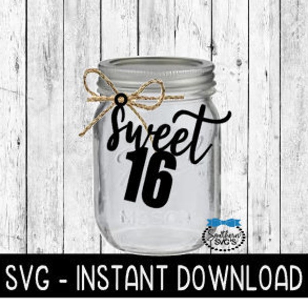 Sweet 16 Jar Tag SVG, Tag SVG File, Jar Tags SVG, Instant Download, Cricut Cut File, Silhouette Cut Files, Download, Print