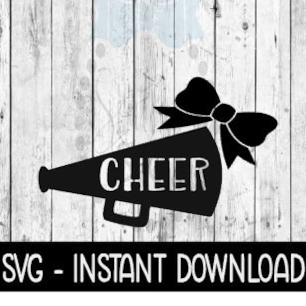 Cheer Megaphone With Cheer Cutout Bow Cheerleading SVG, SVG Files Instant Download, Cricut Cut Files, Silhouette Cut Files, Download, Print