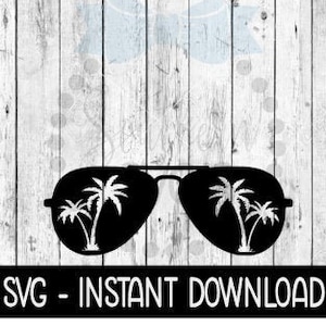 Sunglasses With Palm Trees SVG, Beach Summer SVG, SVG Files Instant Download, Cricut Cut Files, Silhouette Cut Files, Download, Print