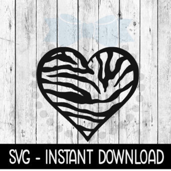 Zebra Stripes Heart SVG, SVG Files, Zebra Heart Tee Shirt SVG Instant Download, Cricut Cut Files, Silhouette Cut Files, Download, Print