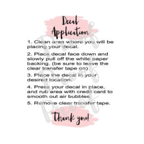 Decal Application PNG, Printable Decal Application Instructions PNG, Vinyl Decal Application Instant Printable PNG Digital Download, 3 Files