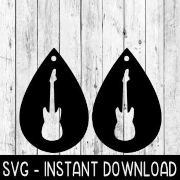 Earring SVG, Guitar Earring SVG, Guitar Teardrop Earrings SvG Files, Instant Download, Cricut Cut Files, Silhouette Cut Files, Download