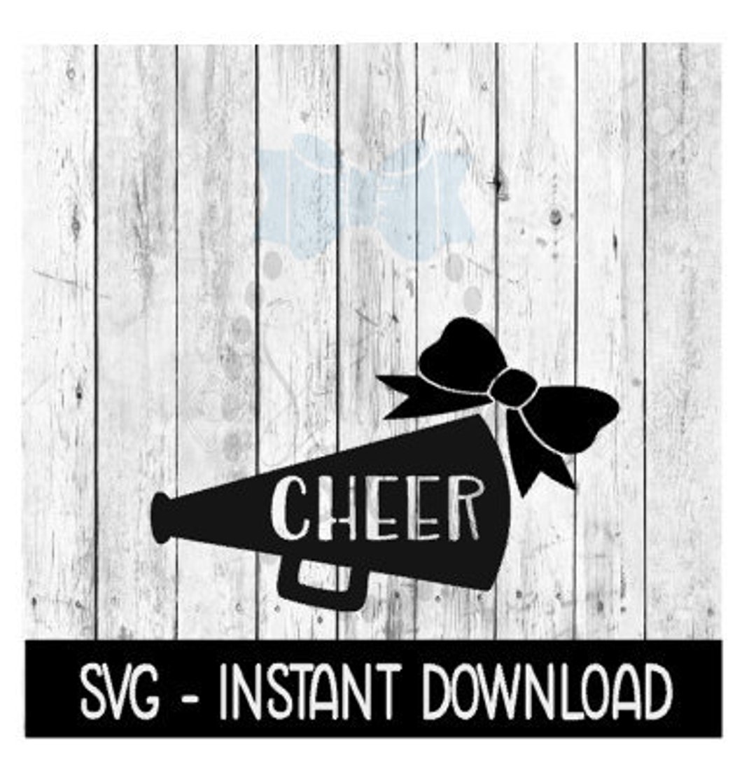 Cheer Megaphone With Cheer Cutout Bow Cheerleading SVG, SVG Files