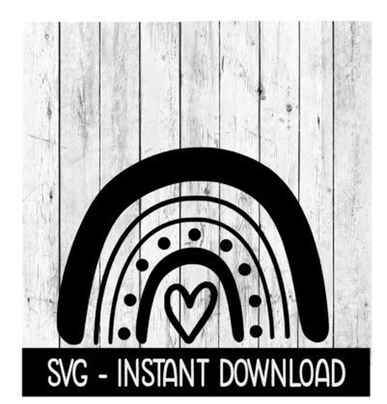 Download BoHo Rainbow With Heart Hand Drawn Rainbow SVG SVG Files ...