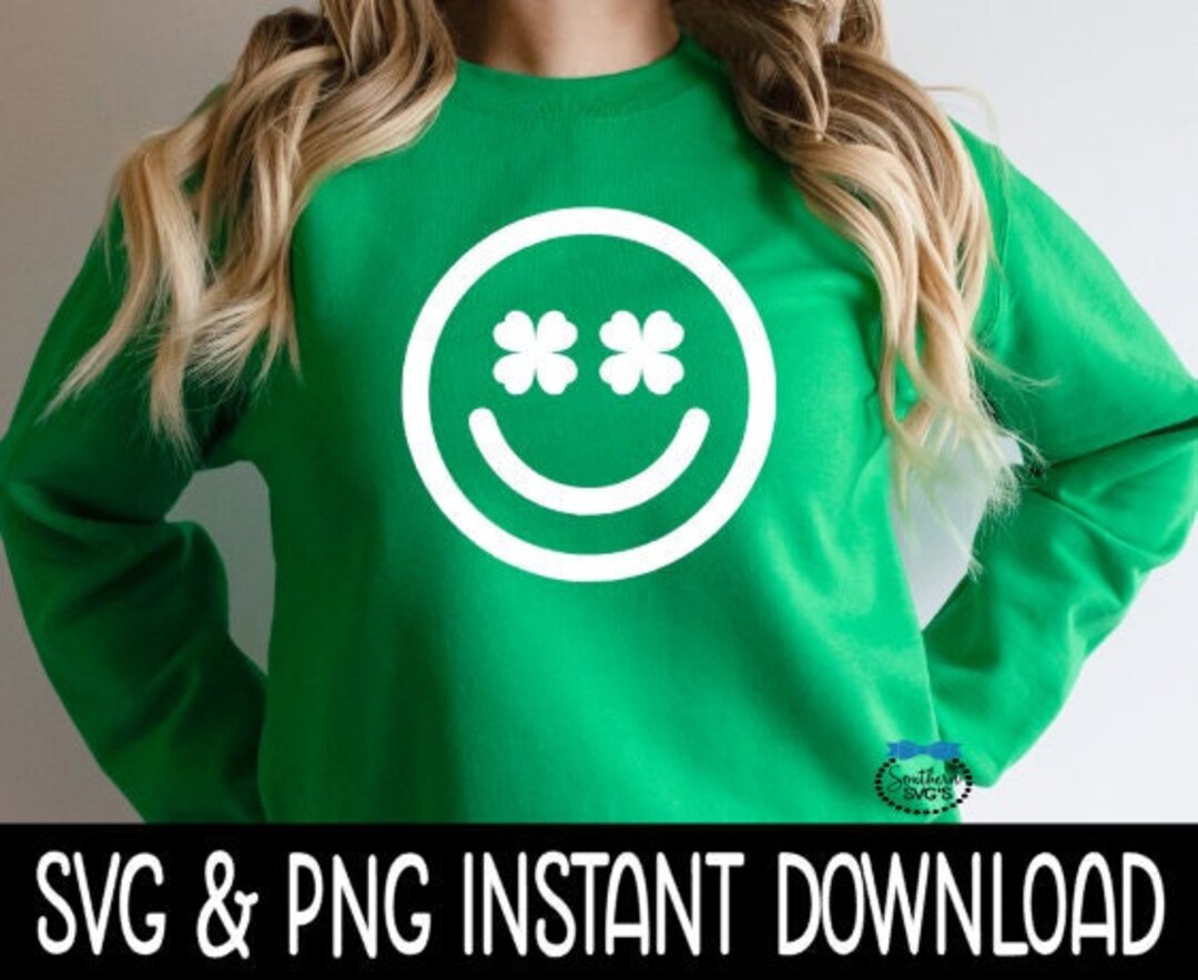 Smiley Face Shamrock Png, Shamrock St Patrick's Day SVG, St Patty's Svg ...