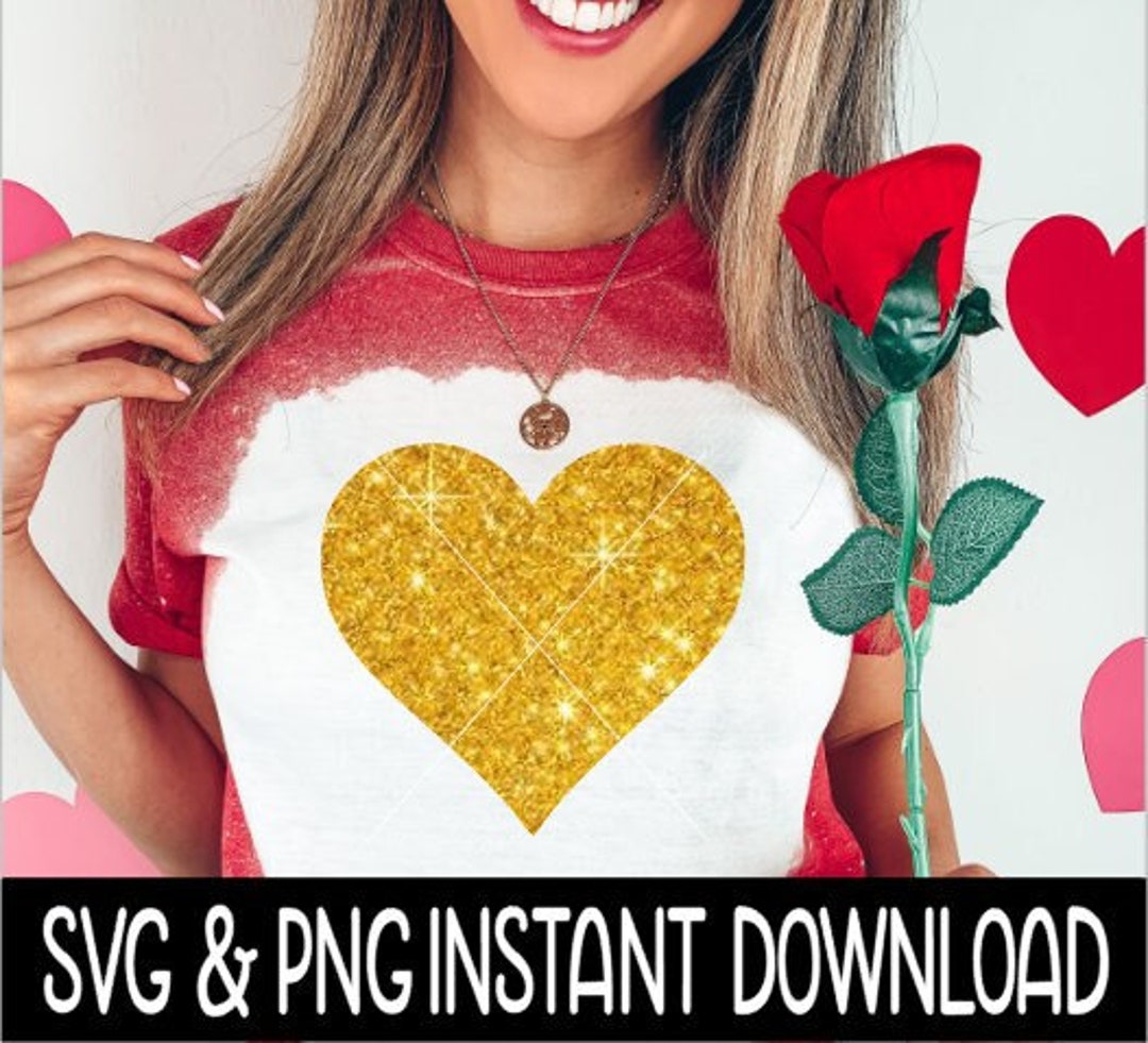 Gold Glitter Heart SVG, Gold Glitter Heart PNG Files, Valentine's Day