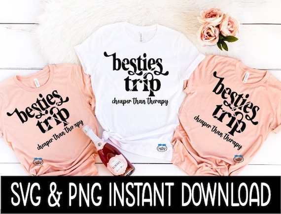 Bestie Custom Tote Bag Girl's Trip Cheaper Than Therapy