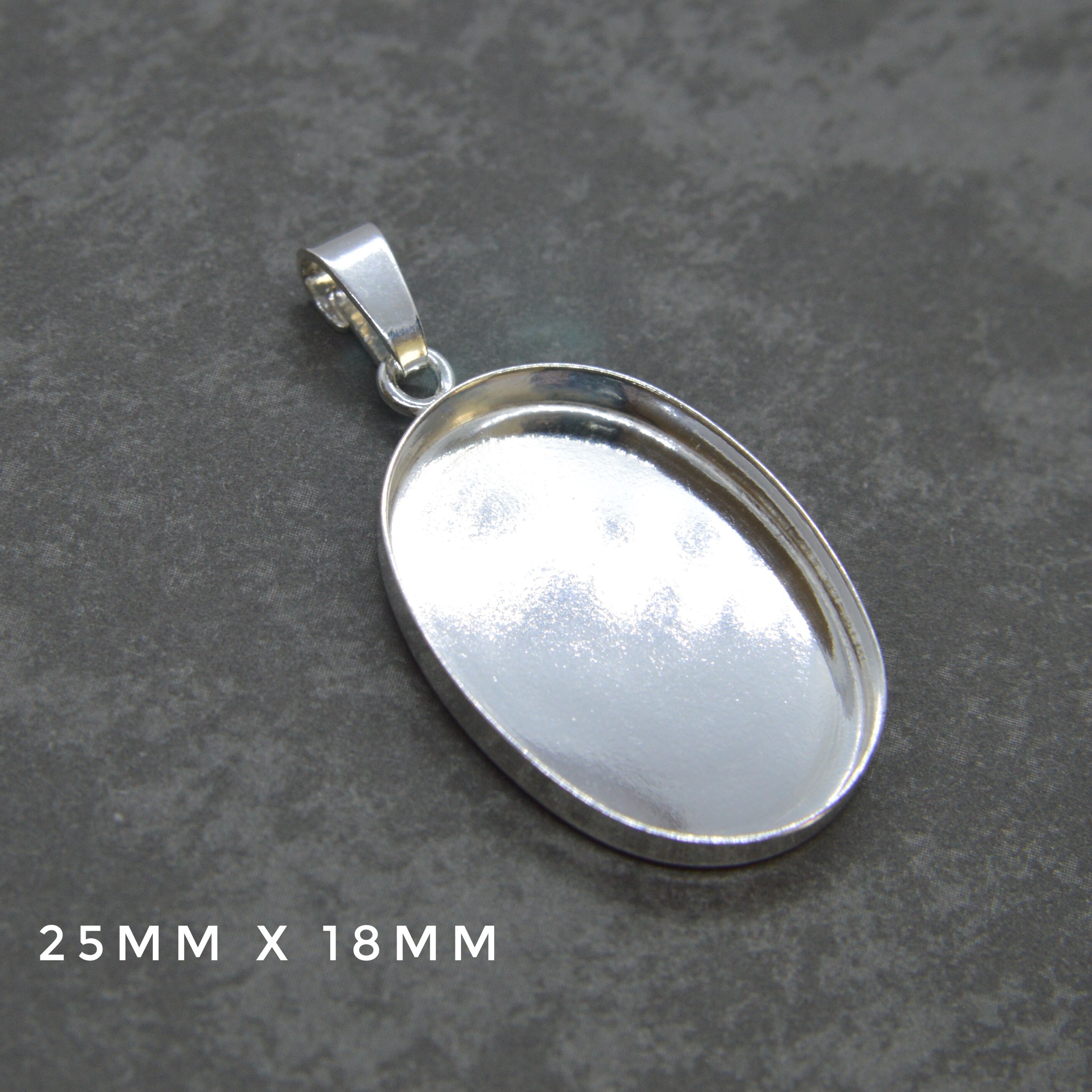 925 Sterling Silver BEZEL PENDANT w/ bail 8mm 10mm 20mm Etsy