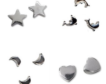 925 Sterling Silver STAR, HEART, MOON, Rose, Fish slider beads - wholesale jewellery making findings necklace earrings bracelet