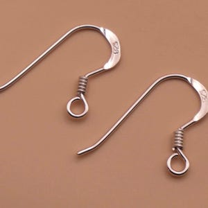925 Sterling Silver FISH HOOK EARRINGS with spring 14mm (French wire) - wholesale jewellery making finding