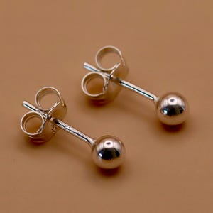 Sterling Silver 4mm Ball Stud Earrings with Butterfly Backs | Stamped 925 | Packs of 1, 10, 50 Pairs | Jewellery Making or Wear