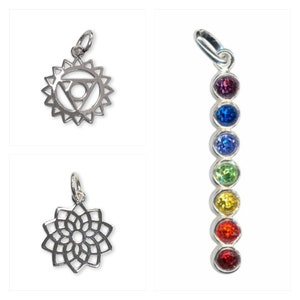 925 Sterling Silver CHAKRA PENDANTS - Crown, Throat CZ Cubic Zirconia - Health - wholesale jewellery making findings