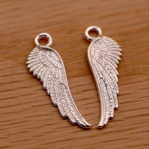 Sterling Silver Angel Wing Charm | Double-Sided, 21mm Jewellery Finding Bild 6