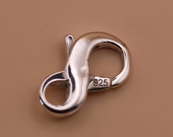 Sterling Silver Infinity Clasp - 12mm S-Shaped Hook Connector