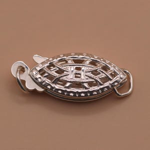 925 Sterling Silver FILIGREE CLASP 12.3mm x 6mm  - wholesale pearl jewellery making findings