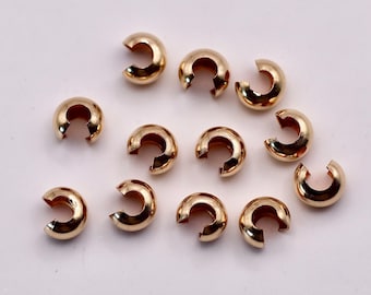 14K Gold Filled Crimp Covers, 3mm 4mm Jewellery Findings, Beading Supplies