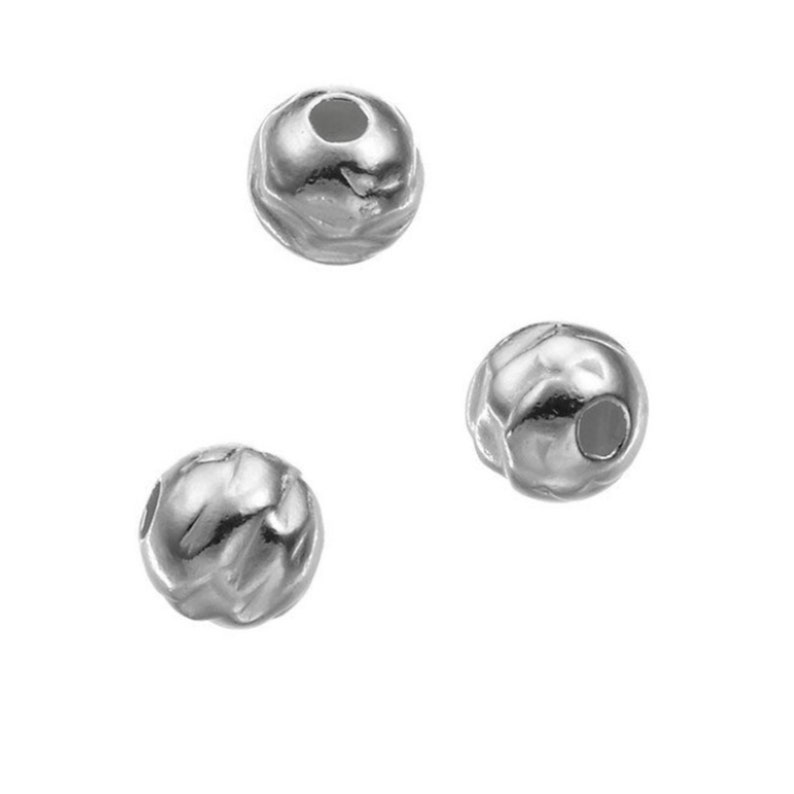 925 Sterling Silver HAMMERED ROUND BEADS 3mm 4mm 6mm Etsy