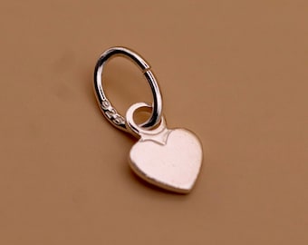 Sterling Silver Mini Flat Heart Charm 4mm 925 Silver Heart with Open Jump Ring Jewellery Making Supplies