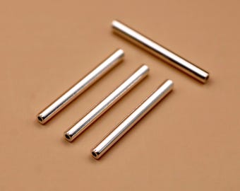 Sterling Silver Straight Tube Beads, Shiny Gloss Spacer, Minimalist Jewellery Supplies