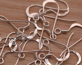 blue moon findings ear wire metal fish hook rhinestone silver Sterling Silver Fish Hook Earring Wire With Spring (14mm)