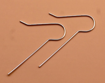Sterling Silver Fish Hook Bead Pin Earrings 35mm 925 Wire